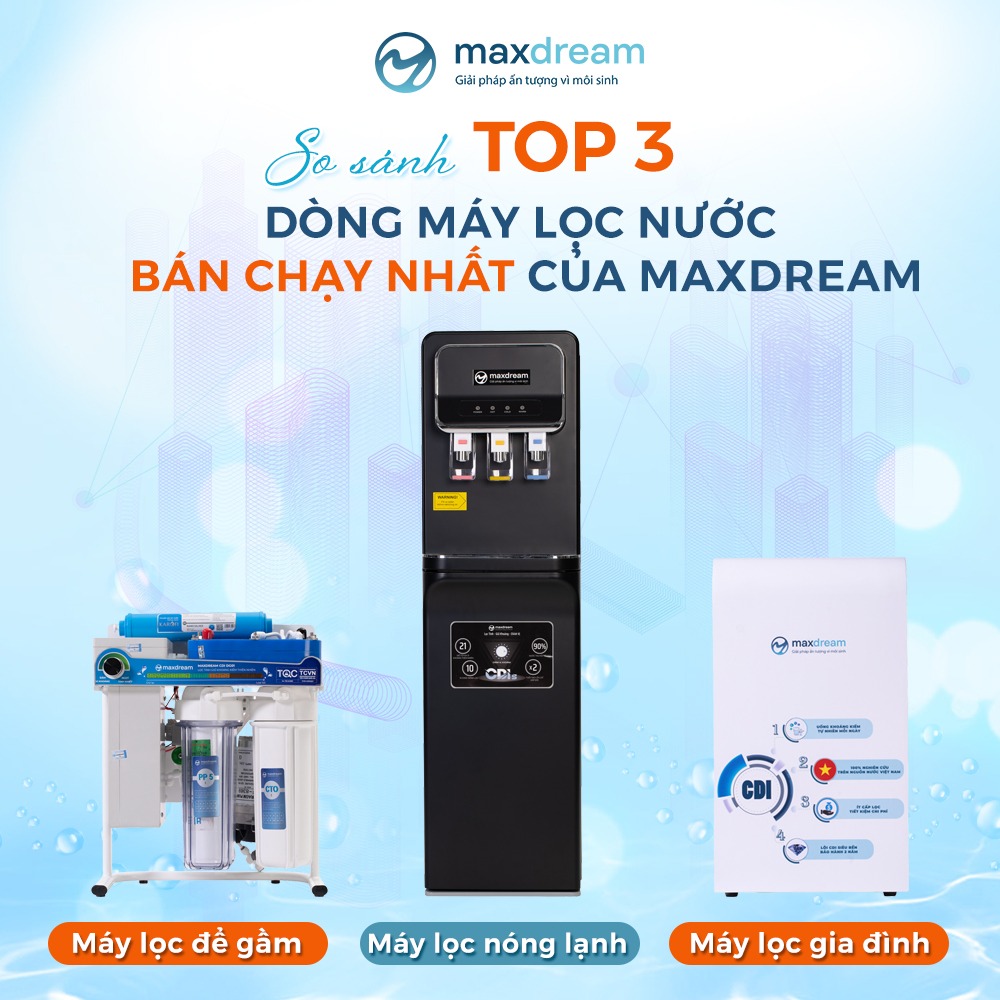 Các dòng sản phẩm máy lọc nước gia đình của Maxdream bán chạy