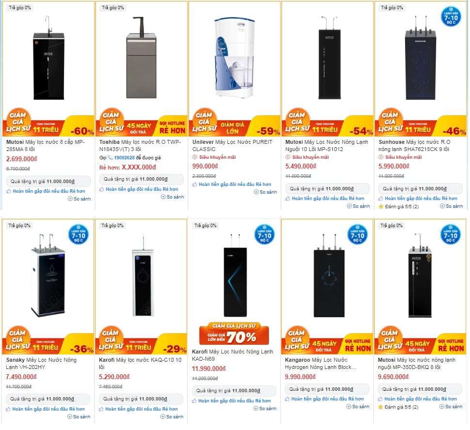 Top 5+ Địa Chỉ Bán Máy Lọc Nước Ở Trà Vinh Uy Tín Tốt Nhất 18 Sản phẩm máy lọc nước tại Điện Máy Chợ Lớn - Trà Vinh