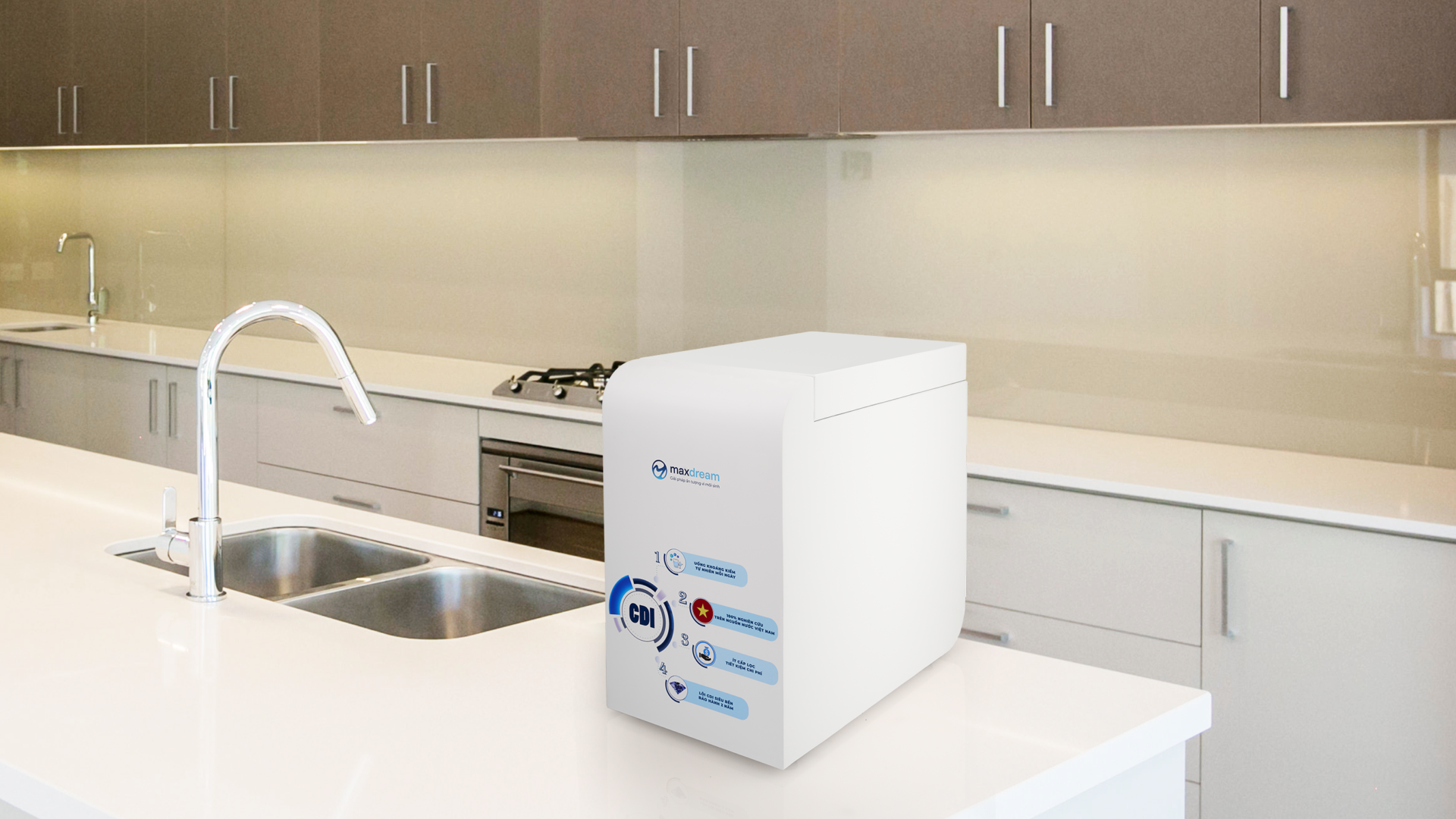 Máy lọc nước DB01 nhỏ gọn phù hợp để bàn hoặc gầm tủ