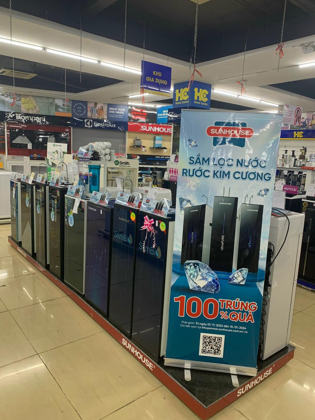 Gian hàng máy lọc nước siêu thị điện máy HC tại Tỉnh Thái Nguyên