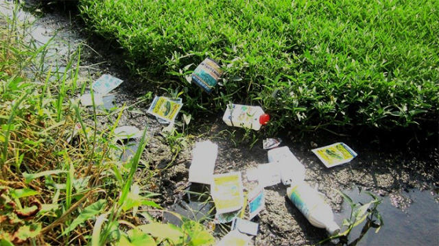 Nguồn nước bị ô nhiễm từ rác thải nông nghiệp tại An Giang.