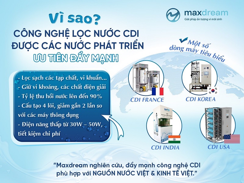 Maxdream phát triển công nghệ CDI phù hợp với nguồn nước Việt